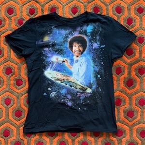 MAKE OFFER! Bob Ross Black Graphic Tee t-shirt Men's Med.